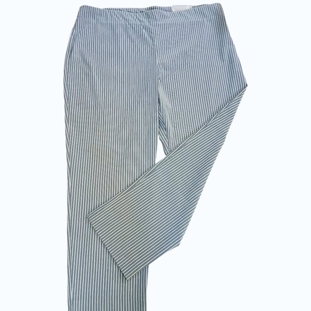 NWT - CHICOS Brigitte So Slimming Stripe Blue Pants - Picture 6 of 16